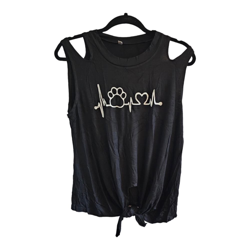 NWOT Women's Dog Heartbeat Tshirt Sleeveless